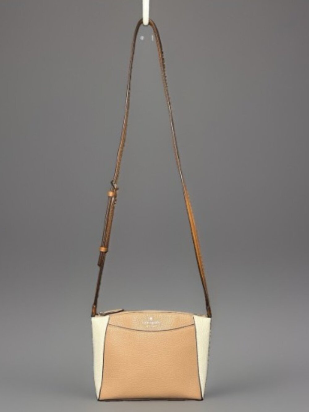 Kate Spade Sadie North South Crossbody Fawn Cream Pebbled Leather D411 Handbag